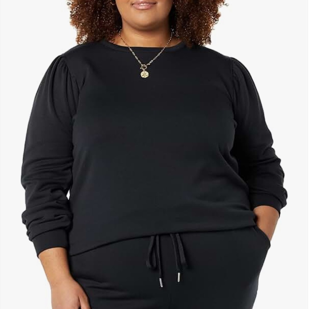 NWT Womens Plus size black puffed sleeve sweatshirt Size 7X